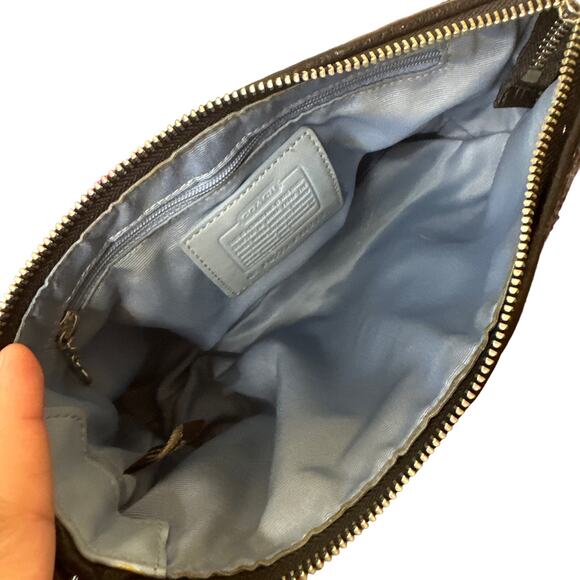 Y2K COACH Blue Wool Baguette Mini Purse Shoulder Bag - Picture 6 of 8